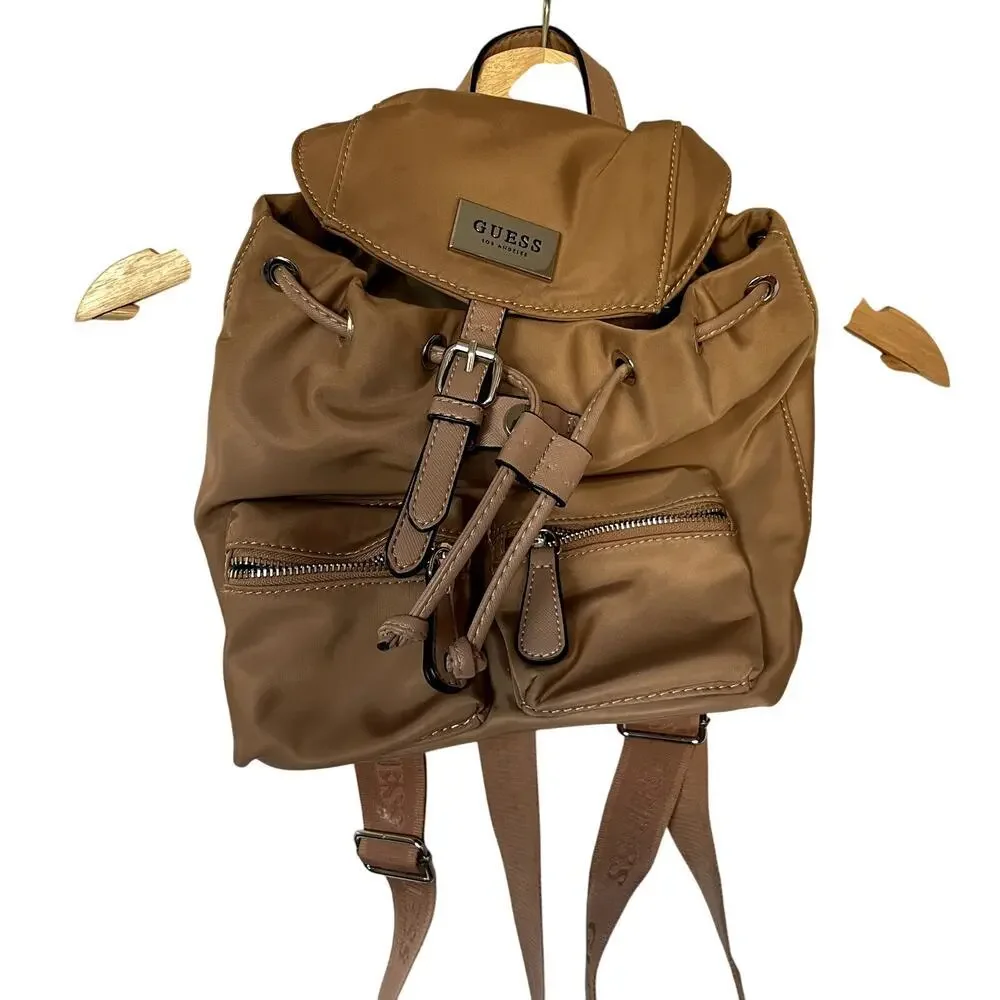 Guess | Bags | Guess La Brown Leather Backpack Many Pockets 